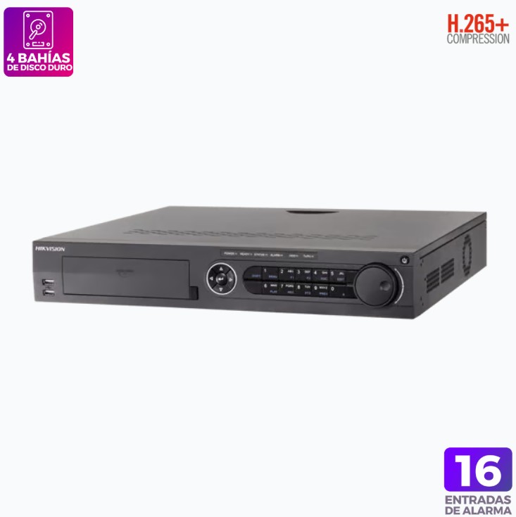 DVR 32 Canales TurboHD + 16 Canales IP / 3K Lite / 5 Megapixel Lite / 4 Bahías de Disco Duro / Audio por Coaxitron / AcuSense / POS / Videoanalisis / 16 Entradas y 4 salidas de Alarma